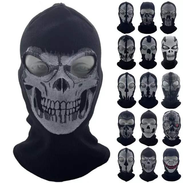 Motorcycle Balaclava Ghost Skull Face Mask Shield Windproof Ski Mask Neck Warmer