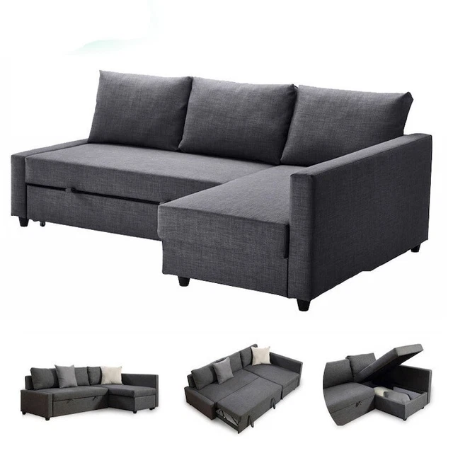 IKEA FRIHETEN CORNER SOFA BED GREY with Storage Used But In Good