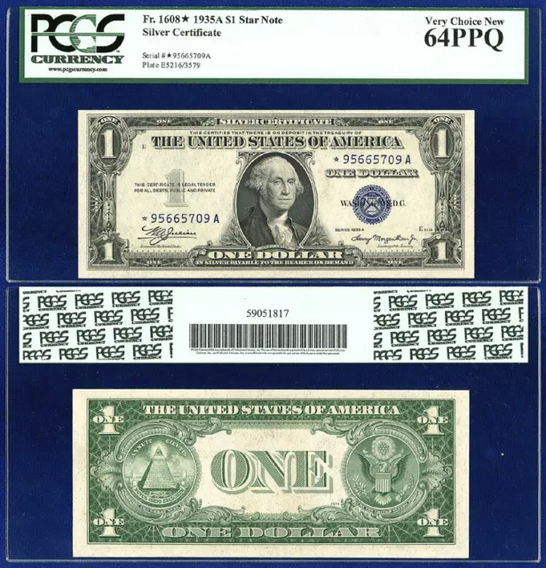 Usa 1935-A Silver Certificate $1 Star Note Pcgs Currency Very Choice Unc 64 Ppq