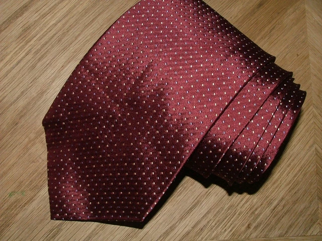 Mens David Donahue Tie Woven In Italy 100% Silk Burgundy Blue  Geometric #525
