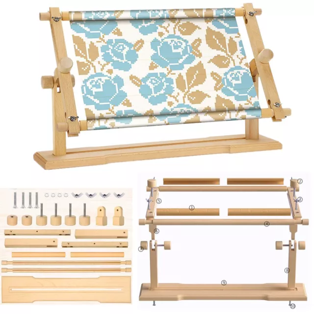 Wooden Embroidery Frame Rotated Cross Stitch Stand Frame Holder Crafts Sewing AU