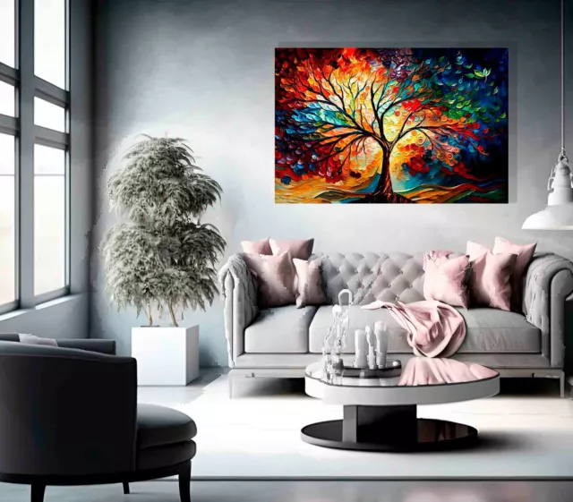 Colourful Tree of Life Canvas Wall Art Prints for Living Room Pictures Abstract 2
