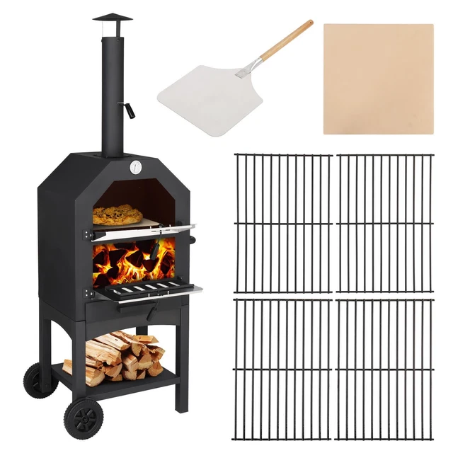 Wood Fired Pizza Oven Pizza Maker Grill with Wheels Pizza Stone Outdoor Cooking