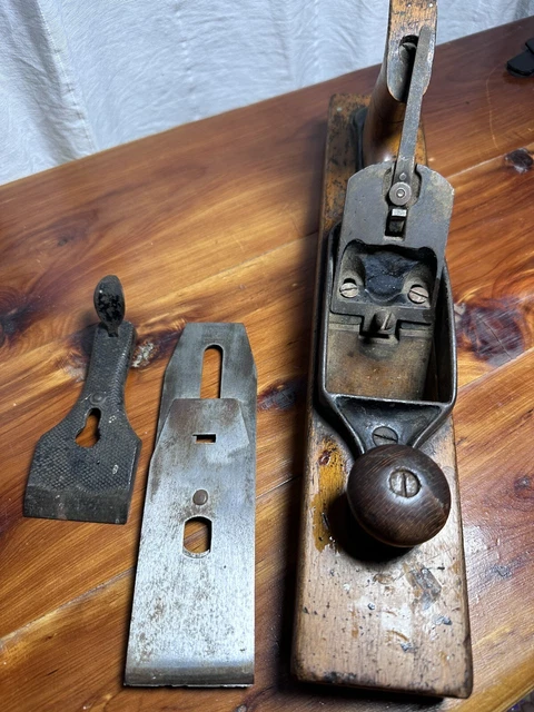 antique Stanley No. 27  Jack plane W/ Wood Bottom & Stanley Sweetheart Blade