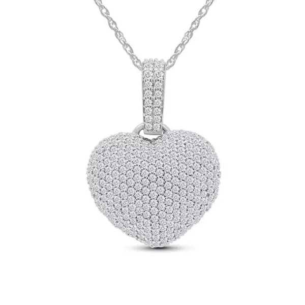 Women 925 Sterling Silver Plated Love Heart Pendant Necklace CZ Crystal Heart