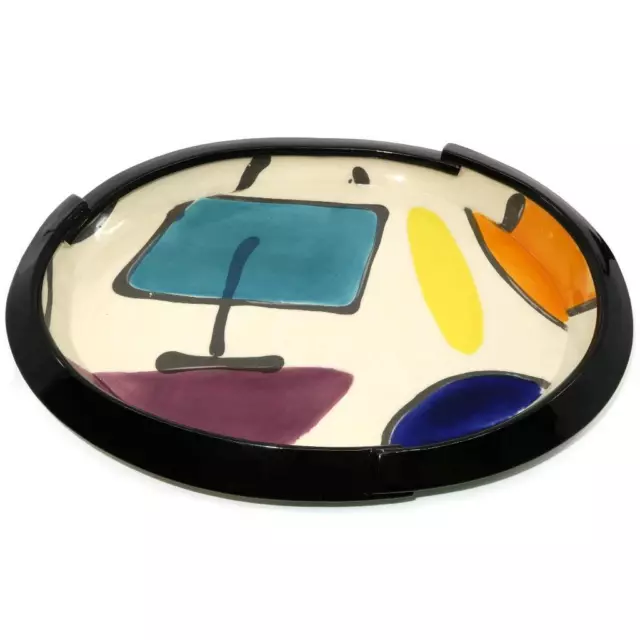 Vintage Judith Salomon Art Pottery Oval Dinner Plate, 10 1/4" x 13", Glazed Back