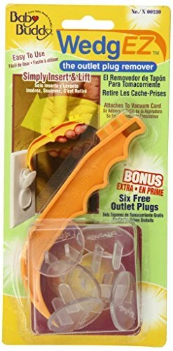 WedgEZ Outlet Plug Remover with 6 Bonus Plugs, Orange/Clear