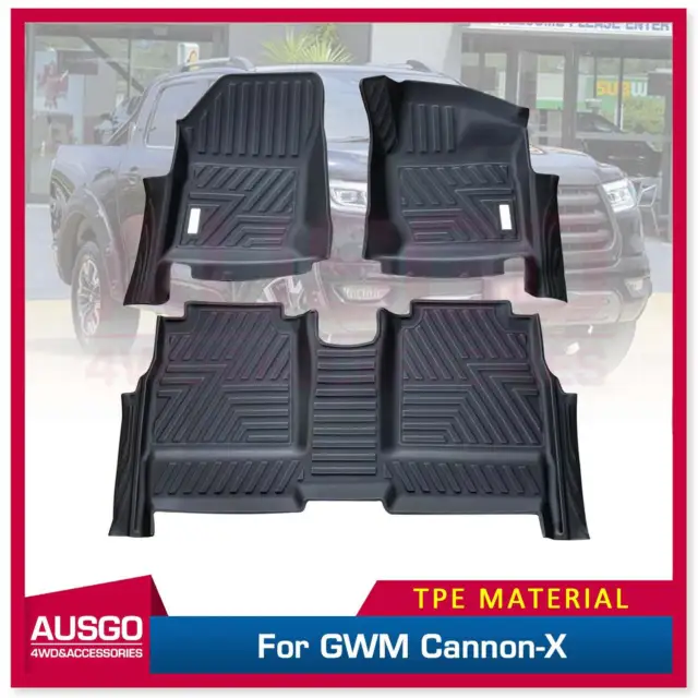 AUSGO 5D TPE Car Floor Mats for GWM Cannon-X 2020-Onwards Door Sill Covered