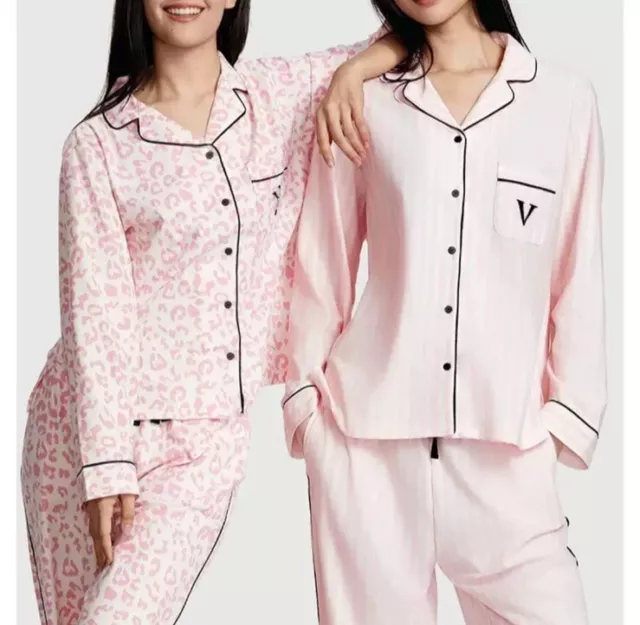 Schlafanzug-Set, Langarm, Rosa mit Streifen, S- L /like Victoria Secret Pyjama