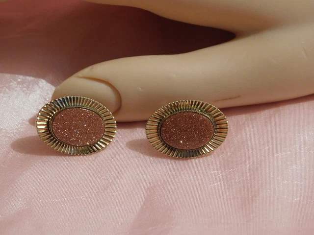 Vintage Van Dell Goldstone 12K GF Screw on Back Earrings