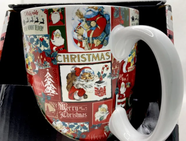FAO SCHWARTZ Coffee/Cocoa/Soup Mug HUGE 20oz Cup Santa Vintage Wrap Christmas
