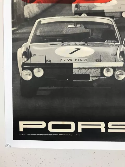 Porsche Marathon De La Route Poster Original 1970 German Strenger Linen Backed 3