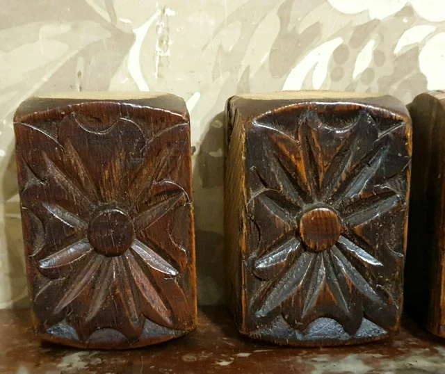 6 Rosette wood carving corbel bracket Antique french oak architectural salvage