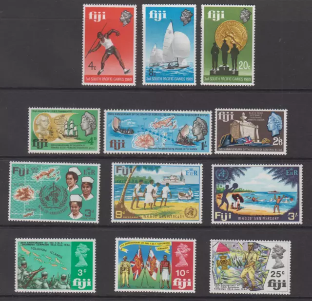 Fiji QEII 1967 Bligh ,1968 WHO,  1969, Games, Solomons, 4 set lot  as shown MNH