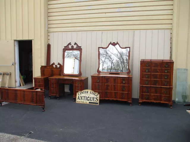 64099  Antique Bedroom Set High Chest Dresser Bed Vanity Nightstand ROMAN Furn.