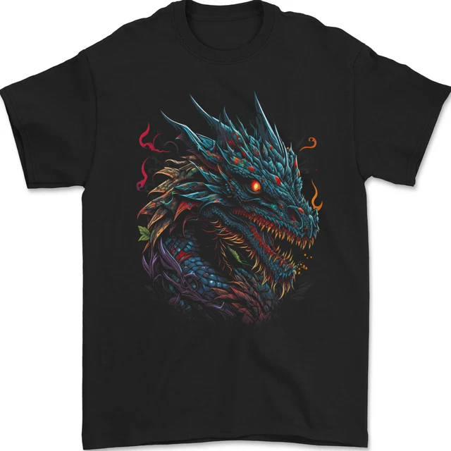T-shirt Homme Dragon Et Pleine Lune - 100% Coton, Coupe Régulière, Marque Gildan, Fait Sur Commande