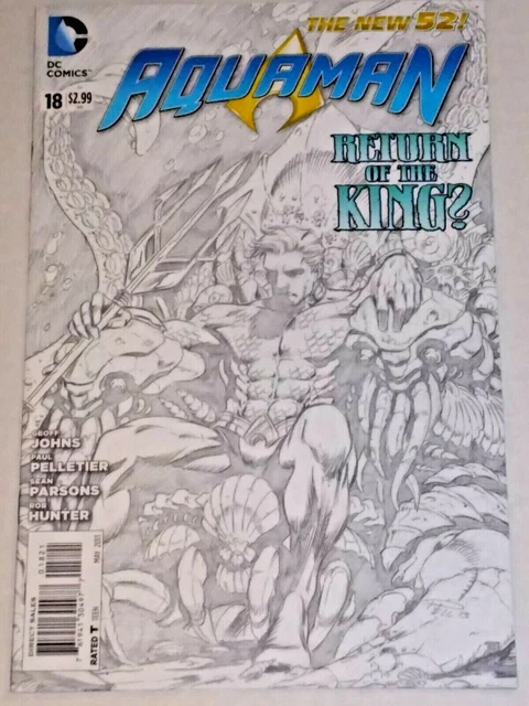 💎DC Aquaman New 52 #18 sketch variant! Rare! 2013 NM Black & White B&W
