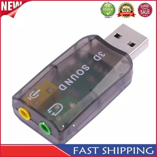 USB Sound Card 5.1 CH 3D Audio Adapter for Desktop Laptop Notebook Computer
