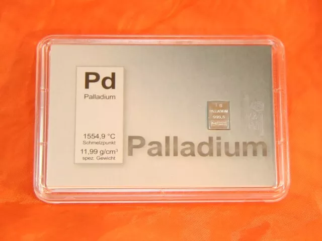 Palladium Palladiumbarren Auswahl 1g bis 4 g Zertifikat in Kapsel Pd Element