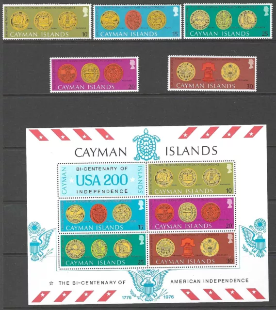 CAYMAN ISLANDS: 1976 Bicentenary of U.S.Revolution set +M/S  SG404-8+MS409 MNH