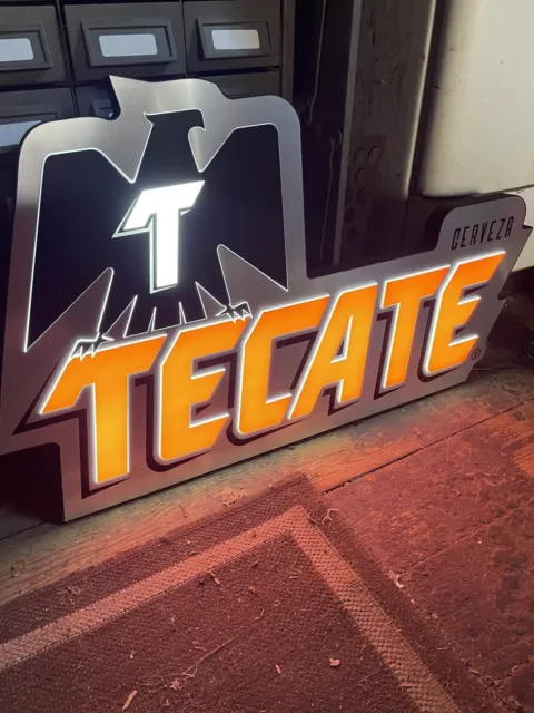 NEW Tecate LED Beer Sign Bar Metal Mexico Rare Logo 32” Red