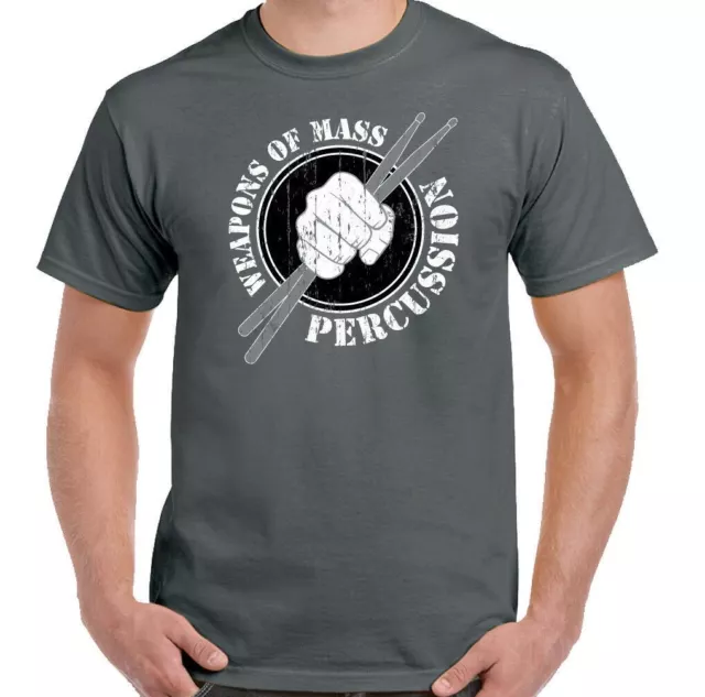 T-shirt batteria batterista batteria armi di massa percussioni da uomo set divertente 2