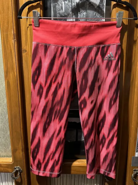 Adidas Techfit Girls Size 12 13 yrs Red Womens 8 Yoga Gym 3/4 Pants Leggings