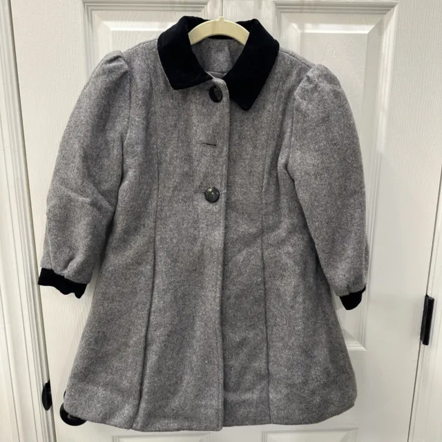Rothschild Vintage Girls Gray Wool Dress Coat ILGWU Made in USA Size 6