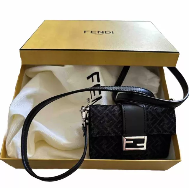 New Fendi Micro Flat Baguette Color Black/Brown Italy 7M0311