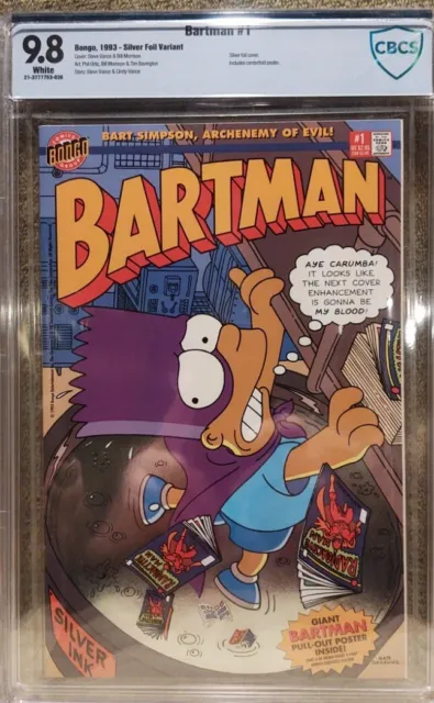 Bartman #1 CBCS 9.8 wp Silver Foil Cover 1993 Bongo