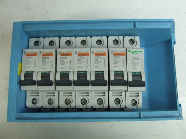 6 x MERLIN GERIN 25807 MULTI9 C60N C63 400V MINIATURE CIRCUIT BREAKER *NEW* 3