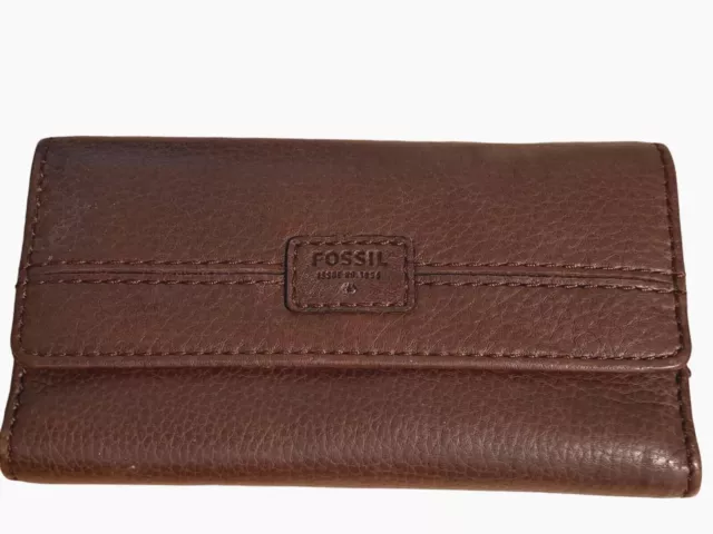 Fossil Wallet Leather Trifold Vintage Rare Brown