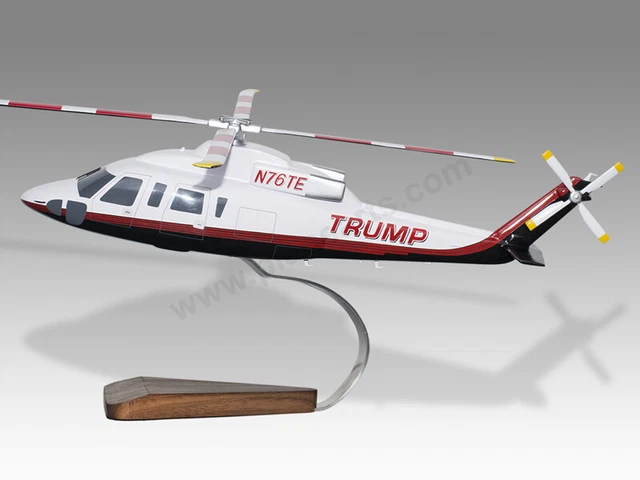 Sokprsky SIKORSKY S-76B DONALD J. Trump N76TE Solid Mahogany Handcrafted Display ...