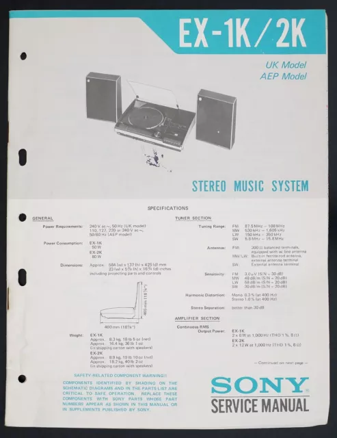 Original SONY EX-1K/2K Stereo Music System Service-Manual/Diagram/Part List o130