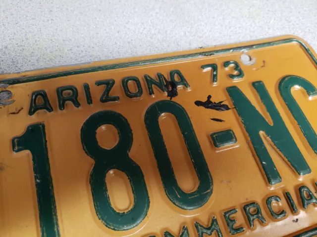 1973 Arizona non commercial vintage license plates pair classic sports car 3