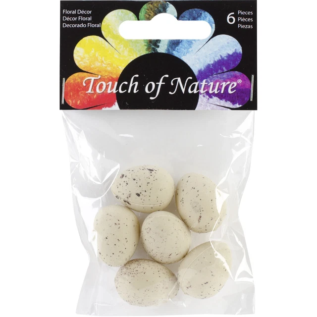 Huevos de plástico para pájaros de 1" 6/paquete-beige con manchas marrones -MD22205