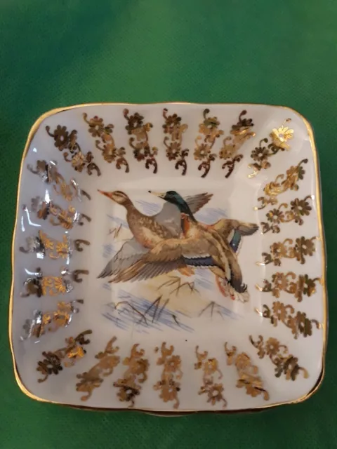 Bone China Windsor Trinket Dish 11.5 x 11.5 x 3 cms Flying Mallard Ducks