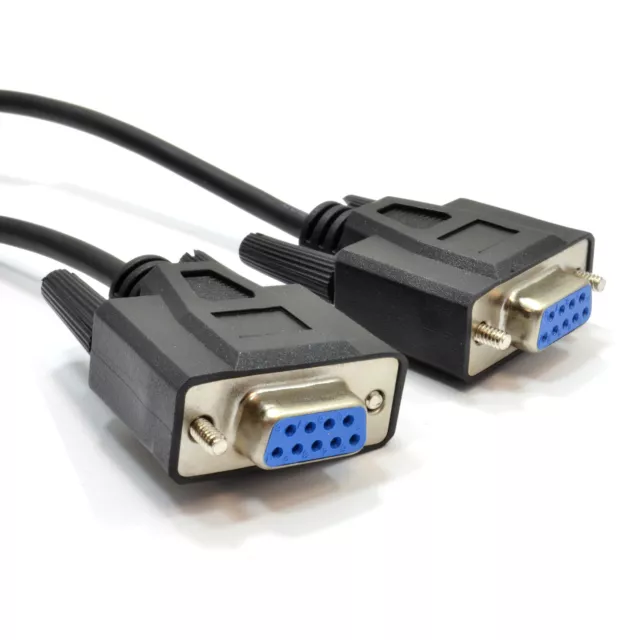 9 Pin DB9 Serial RS232 NULL Modem High Speed  Shielded Cable 3m
