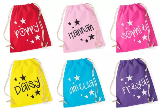 Personalised Glitter Star Gymsac School Swimming PE Bag Printed Customised Name