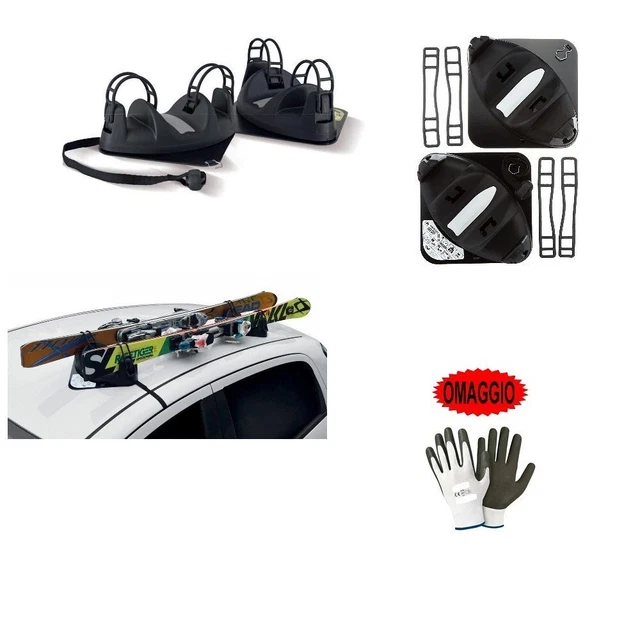 PORTE-SKIS SUR BARRES DE TOIT 4 PAIRES DE SKI / 2 SURFS - MENABO WHITE BEAR 4 eB