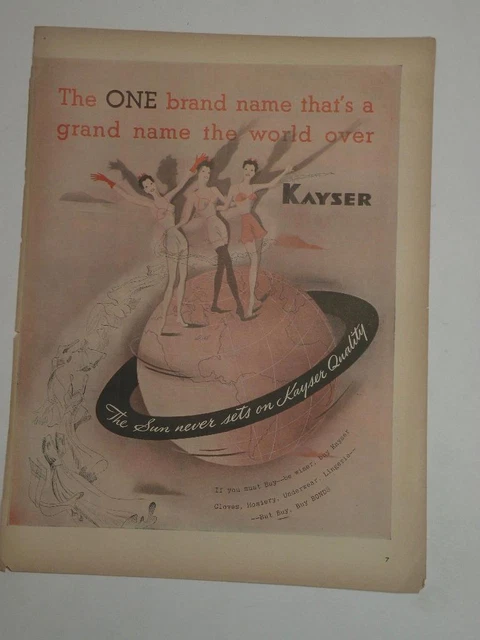 Magazine Ad* - 1944 - Kayser Nylons - World War II