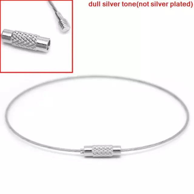 10 STEEL SCREW CLASP TIGER TAIL~23cm~BRACELET~MEMORY BEADING WIRE~Charms (44H)