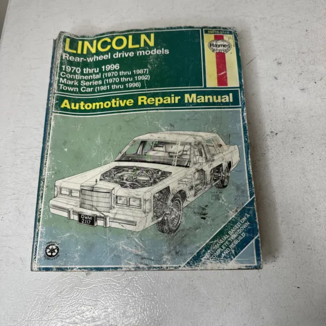 Lincoln RWD Repair Manual  Conti 1970-87, Mark Series 70-92, Town Car 1981-1996