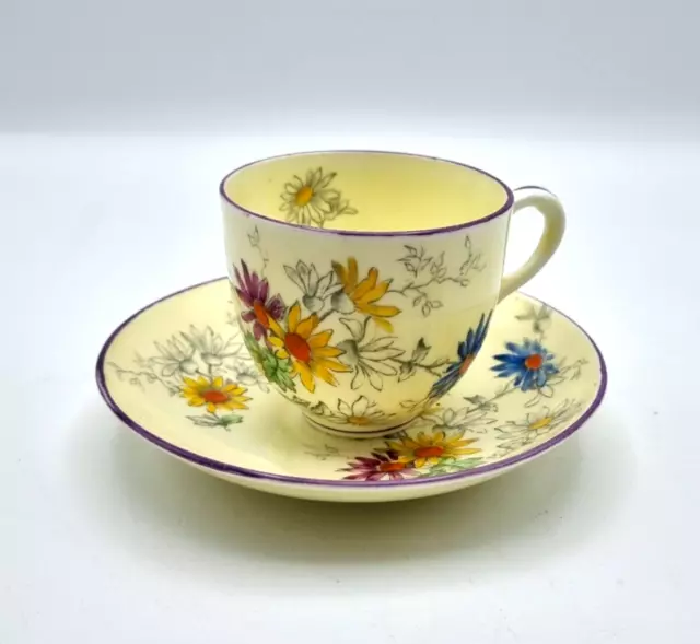 Crown Staffordshire Tea Cup and Saucer Set  Rare Antique Bone China Floral Daisy