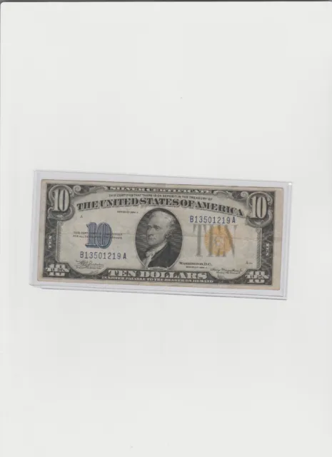 $10 1934 A (( NORTH AFRICA )) Silver Certificate  Lightly circulated