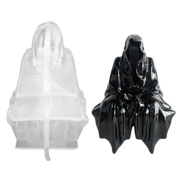 Halloween Segador Encubierto Forme de silicona Resina Estatua Epoxi Hacer Decoraciones para el Hogar