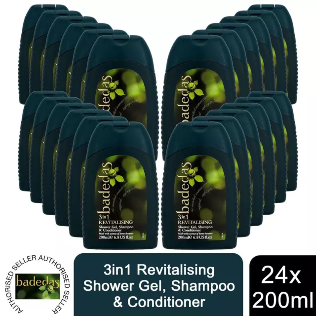 Badedas 3in1 Revitalising Shower Gel, Shampoo & Conditioner 200ml, 24 Pack