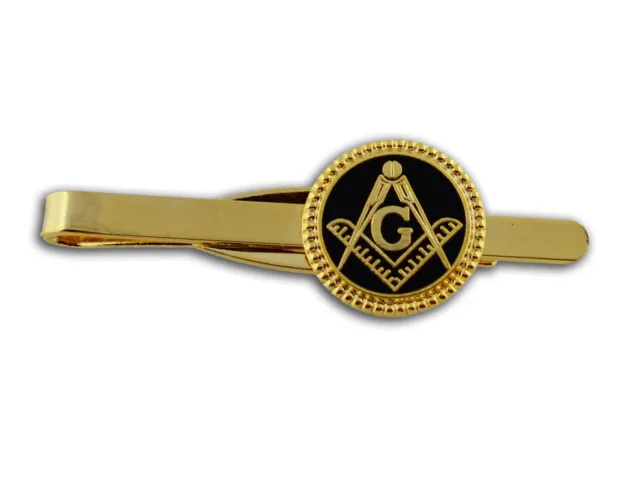 Masonic Lodge Regalia - Freemasons Round Symbol Tie Clip / Tie Bar - Black Weave