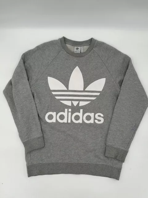 Adidas Grey Crewneck Pullover Sweatshirt Jumper Long Sleeve Womens 12 Large L