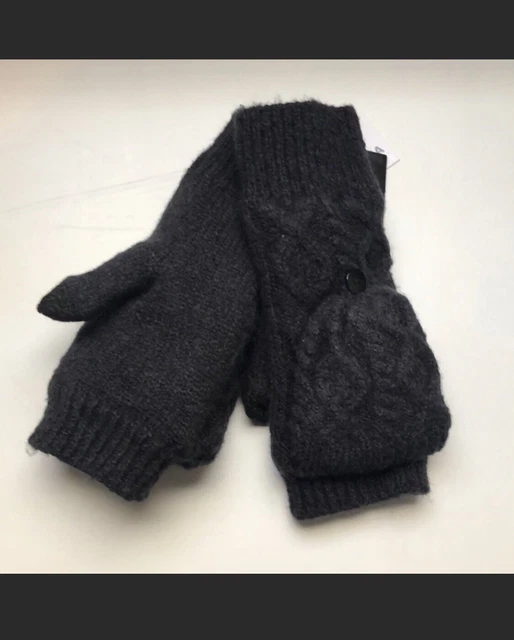 New Women's Sonoma Goods For Life Black Cable Stitch Flip-Top Winter Mittens